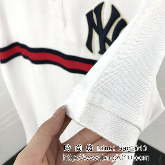 GUCCI古馳 19早春新款 官網同步 NY系列  絲光珠地棉Polo衫 男女同款 ydi1731